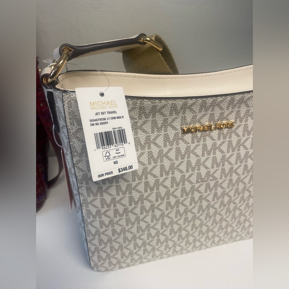 Michael Kors Monogram Crossbody Bag in Gray and Cream
